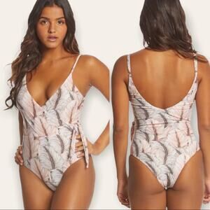 Somedays Lovin Spirit Flies Wrap One Piece Side Tie Swimwear Medium Women’s